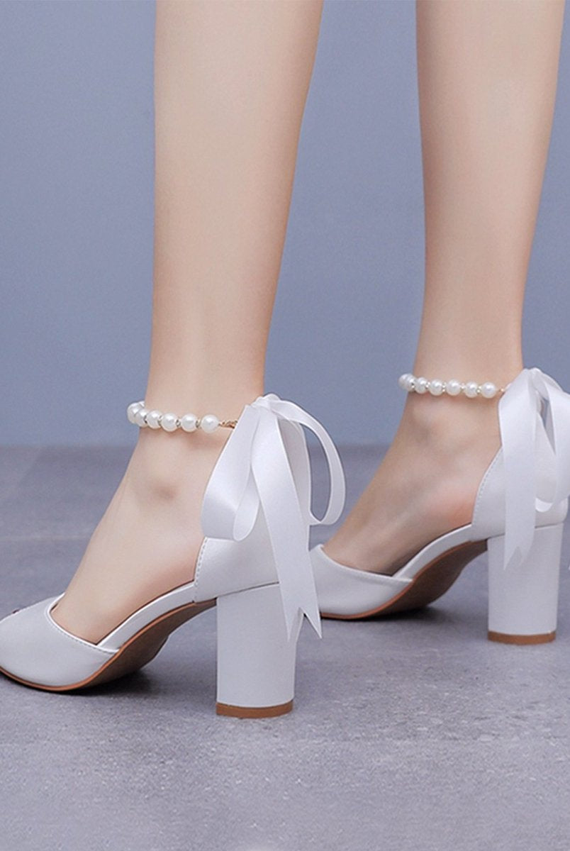 Peep Toe Chunky Heel Sandals with Buckle Straps - KissProm