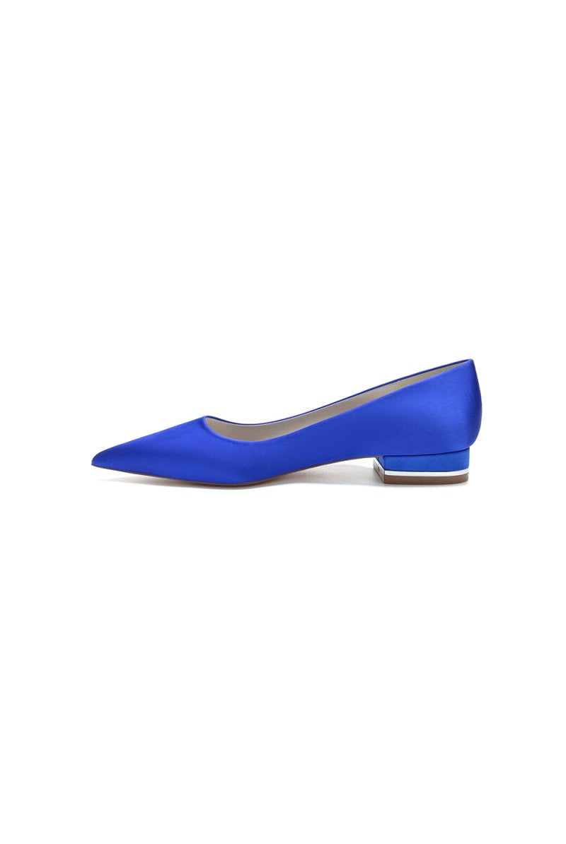 Simple Pointed Toe Satin Low Heels - KissProm