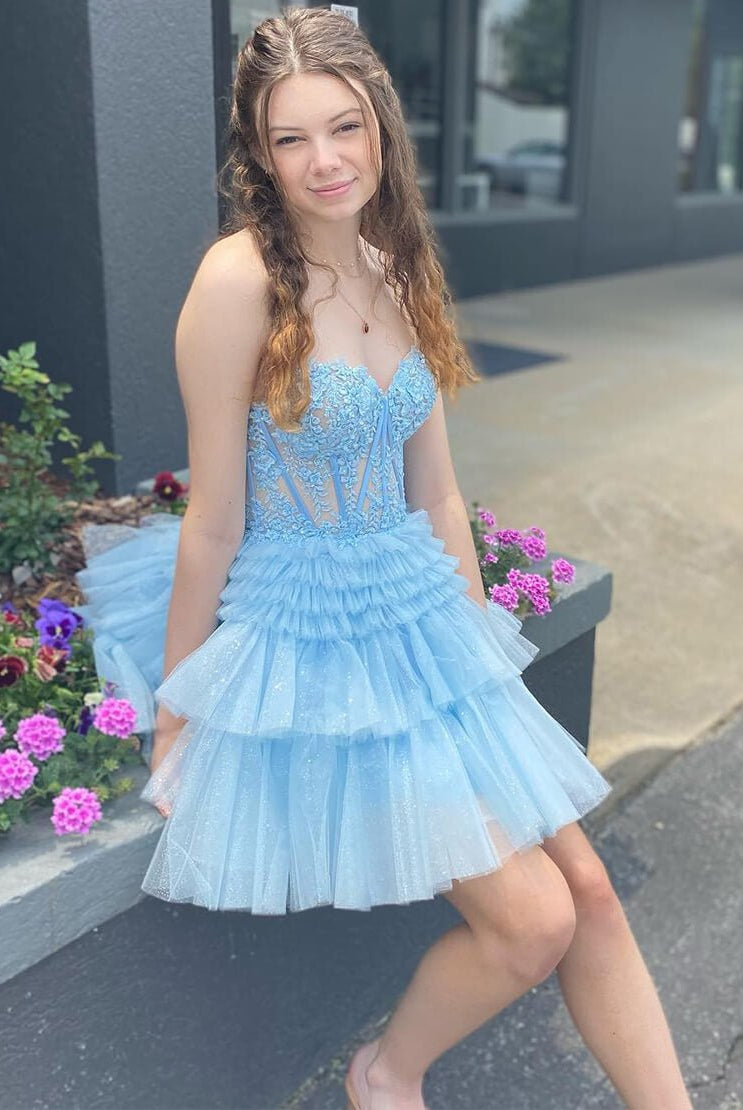 Ivy | A-Line Sweetheart Lace Short Homecoming Dress