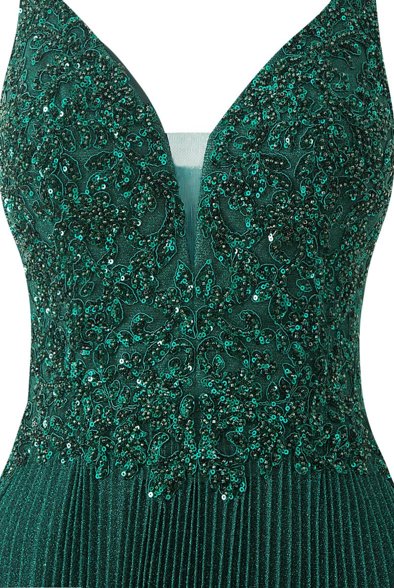 Elizabeth | Rose Pink A - line Floor Length Glitter Jersey Prom Dress with Appliques and Sequins - KissProm