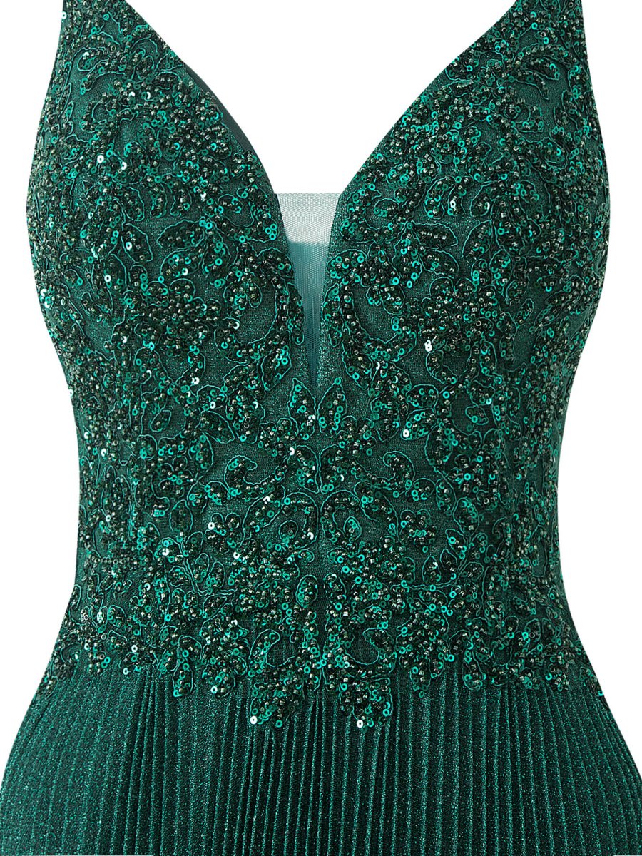 Elizabeth | Rose Pink A - line Floor Length Glitter Jersey Prom Dress with Appliques and Sequins - KissProm