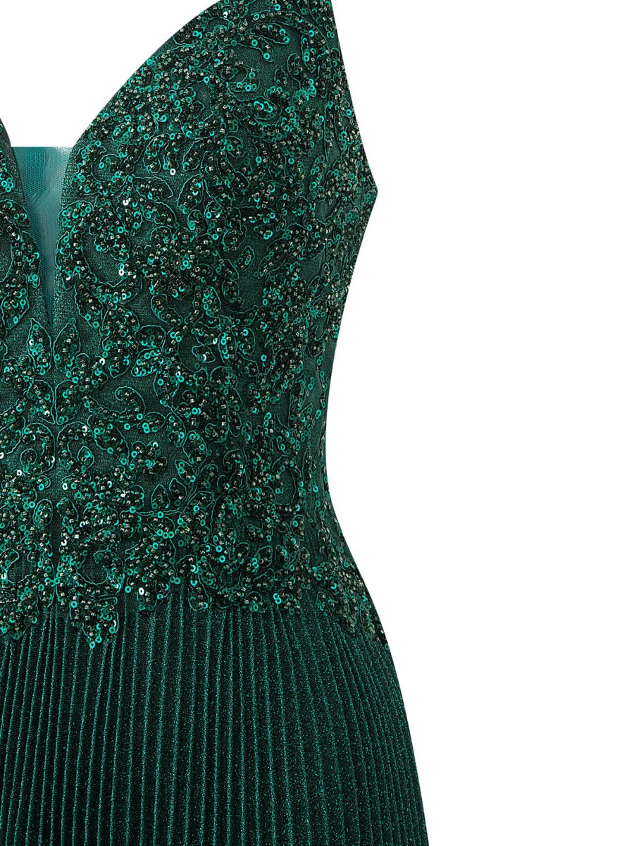 Elizabeth | Rose Pink A - line Floor Length Glitter Jersey Prom Dress with Appliques and Sequins - KissProm