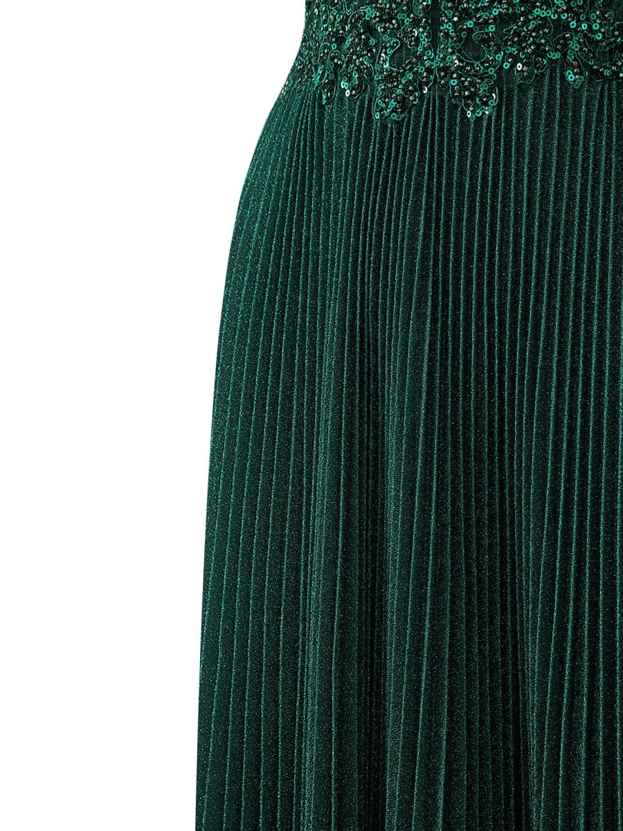 Elizabeth | Rose Pink A - line Floor Length Glitter Jersey Prom Dress with Appliques and Sequins - KissProm