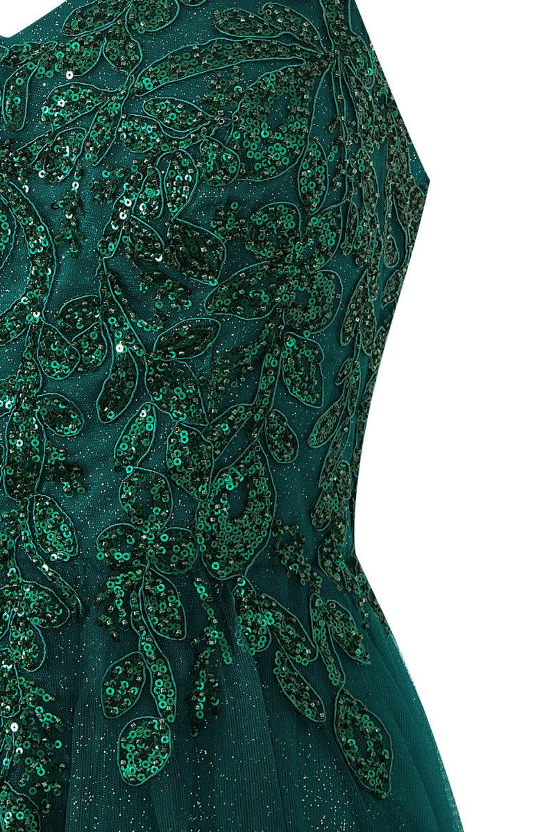 Emily Navy Blue | A-line Floor Length Glitter Tulle Prom Dress