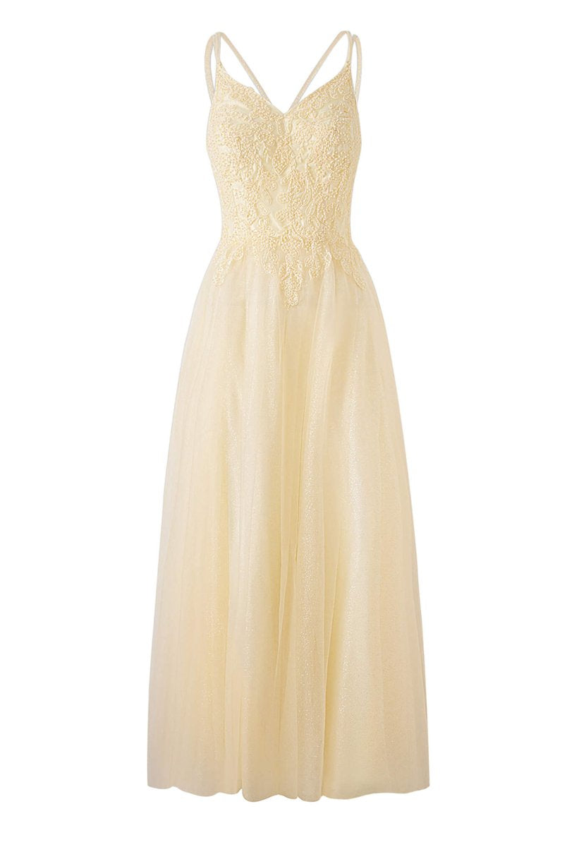 Emily Navy Blue | A-line Floor Length Glitter Tulle Prom Dress