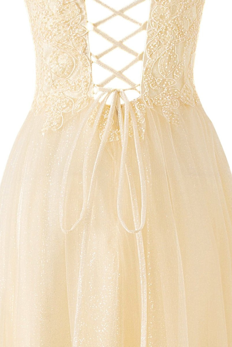 Emily Navy Blue | A-line Floor Length Glitter Tulle Prom Dress