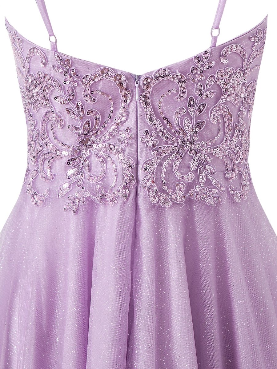 Mya |A line Short Spaghetti Strap Glitter Tulle Homecoming Dress - KissProm