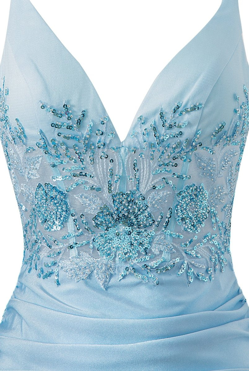 Ella Blue | Sheath Short V Neck Jersey Homecoming Dress