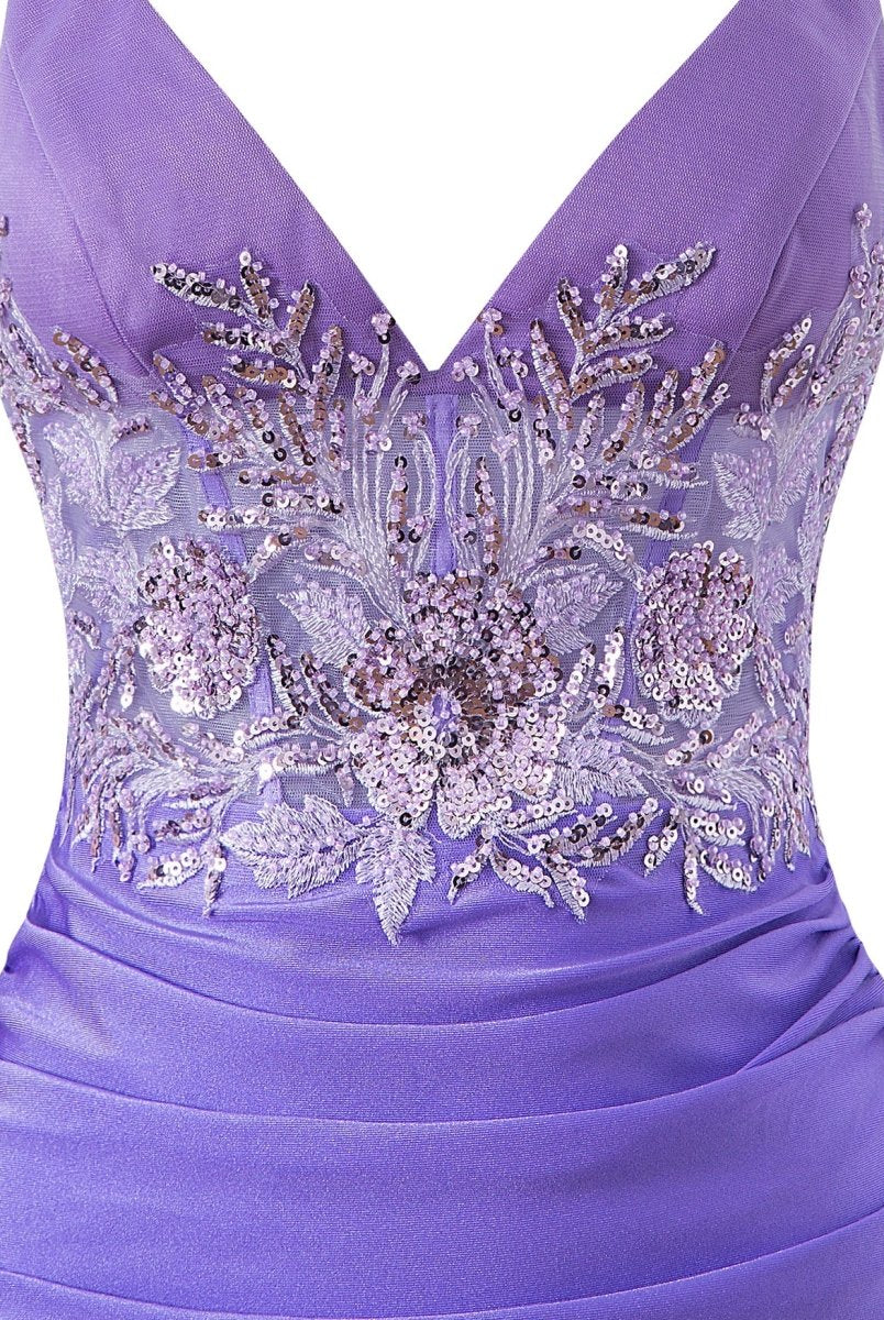 Ella Blue | Sheath Short V Neck Jersey Homecoming Dress