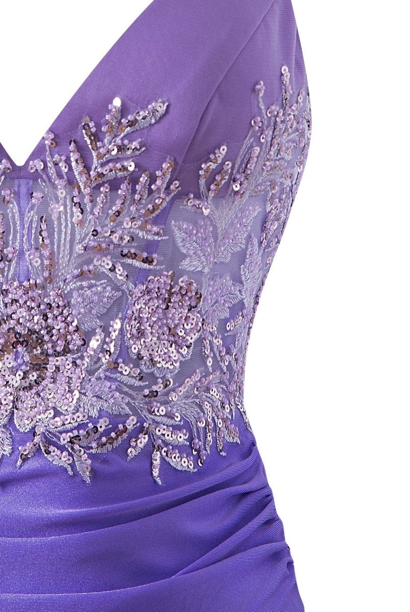 Ella Blue | Sheath Short V Neck Jersey Homecoming Dress