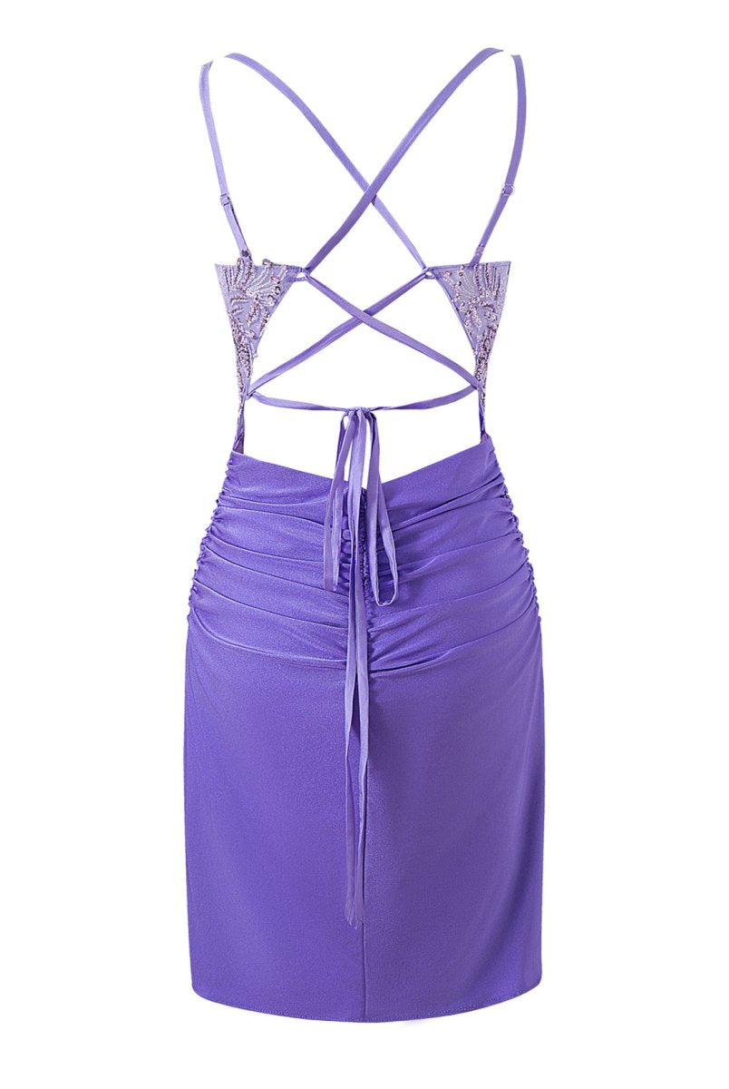 Ella Blue | Sheath Short V Neck Jersey Homecoming Dress