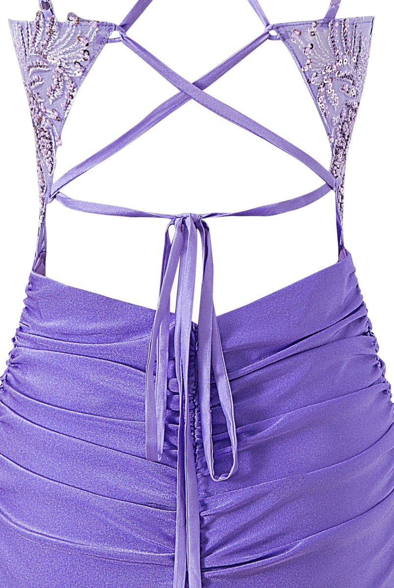 Ella Blue | Sheath Short V Neck Jersey Homecoming Dress