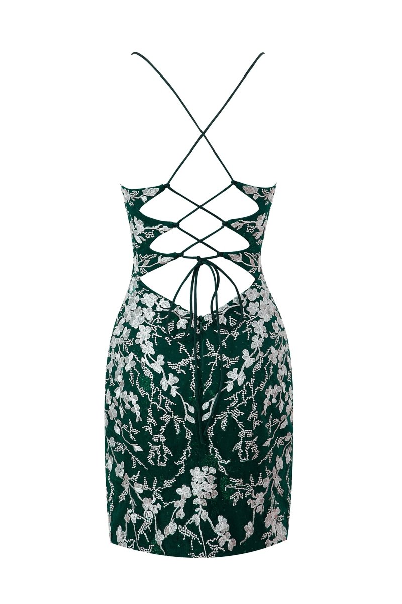 Savannah | Sheath Short Spaghetti Straps Lace Homecoming Dress