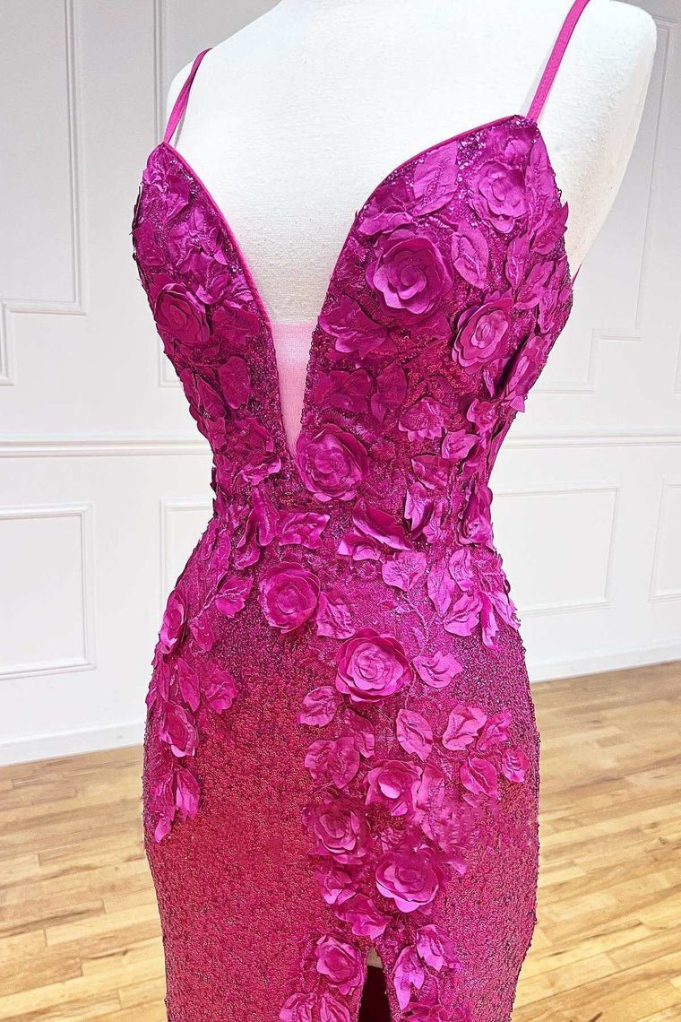 Miracle |Mermaid V Neck Sequins Prom Dress with Slit