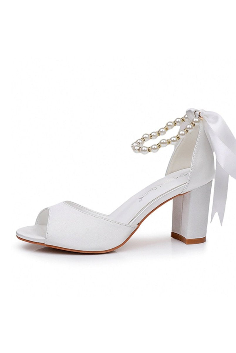 Peep Toe Chunky Heel Sandals with Buckle Straps - KissProm
