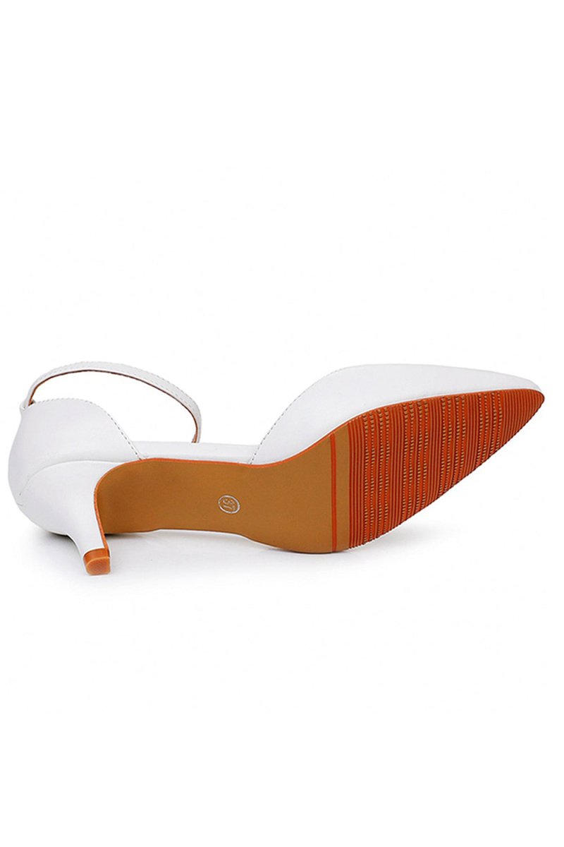 Mid Heel Matte Pointed Toe PU Wedding Shoes - KissProm