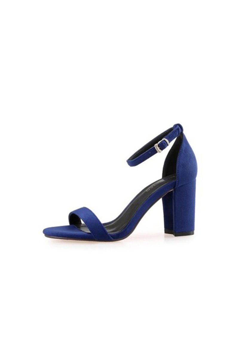 Outdoor Peep Toe Chunky Heel Suede Shoes With Ankle Strap Buckle - KissProm