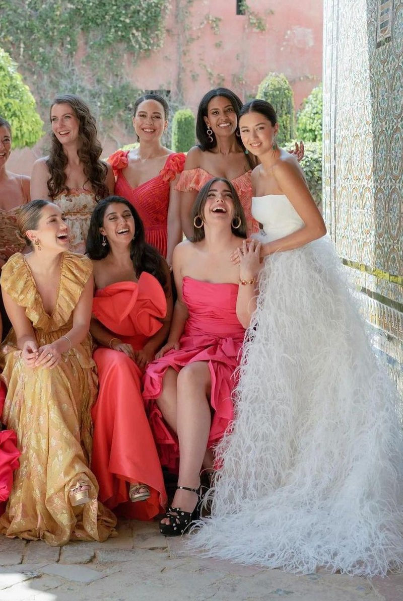 A-Line Strapless Satin Wedding Dresses with Feather