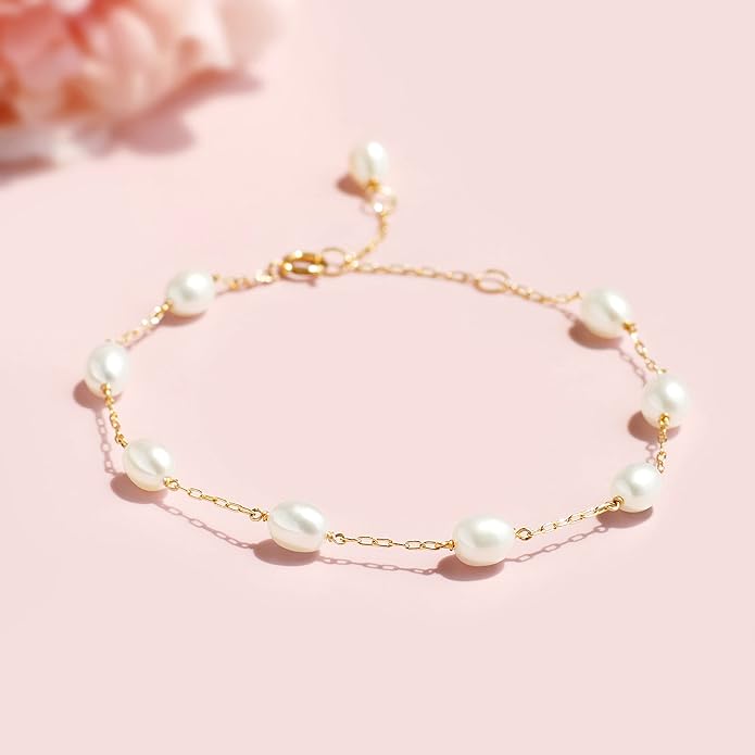 Gold Tin Cup Pearl Adjustable Bracelets - KissProm