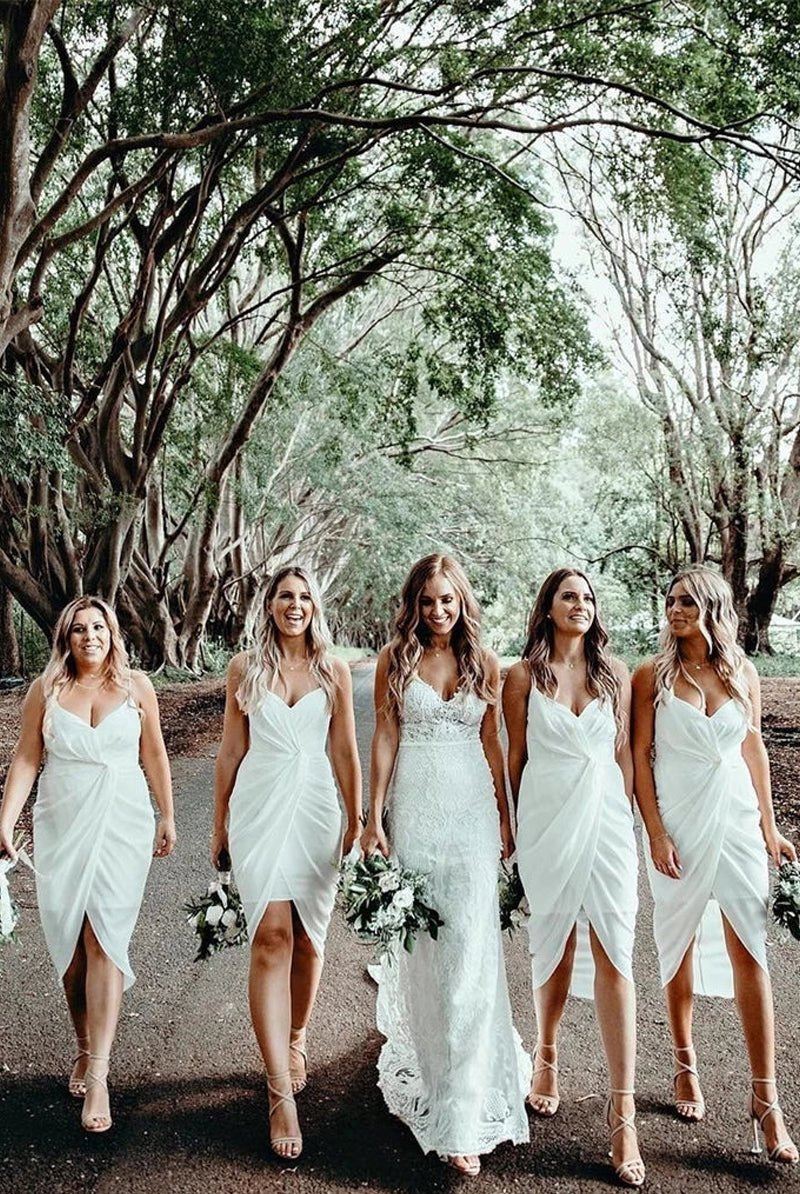 Cheap Sheath Bridesmaid Dresses Chiffon Short Gowns - KissProm