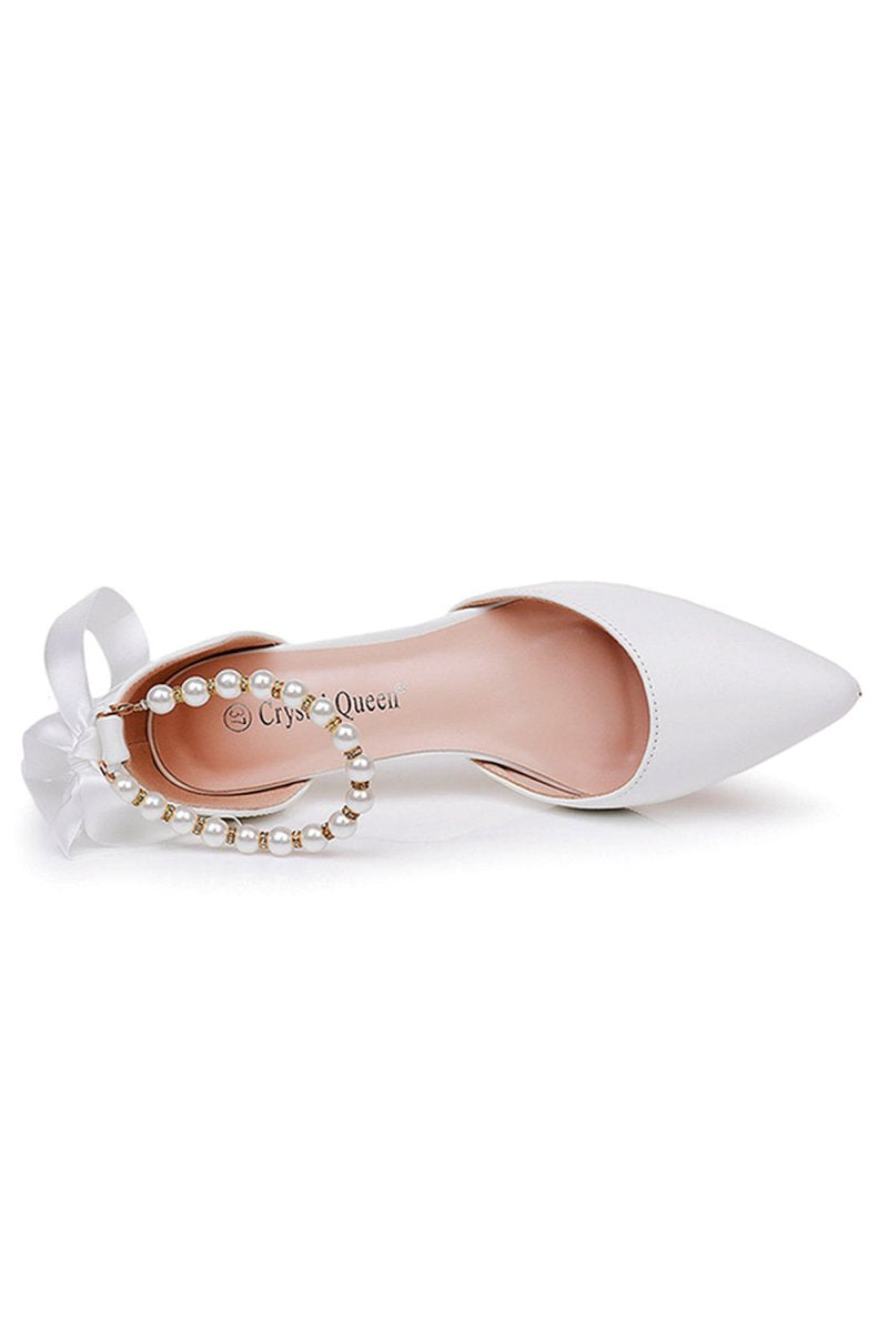 Pointed Toe Kitten Heels Ankle - Strap Wedding Shoes - KissProm