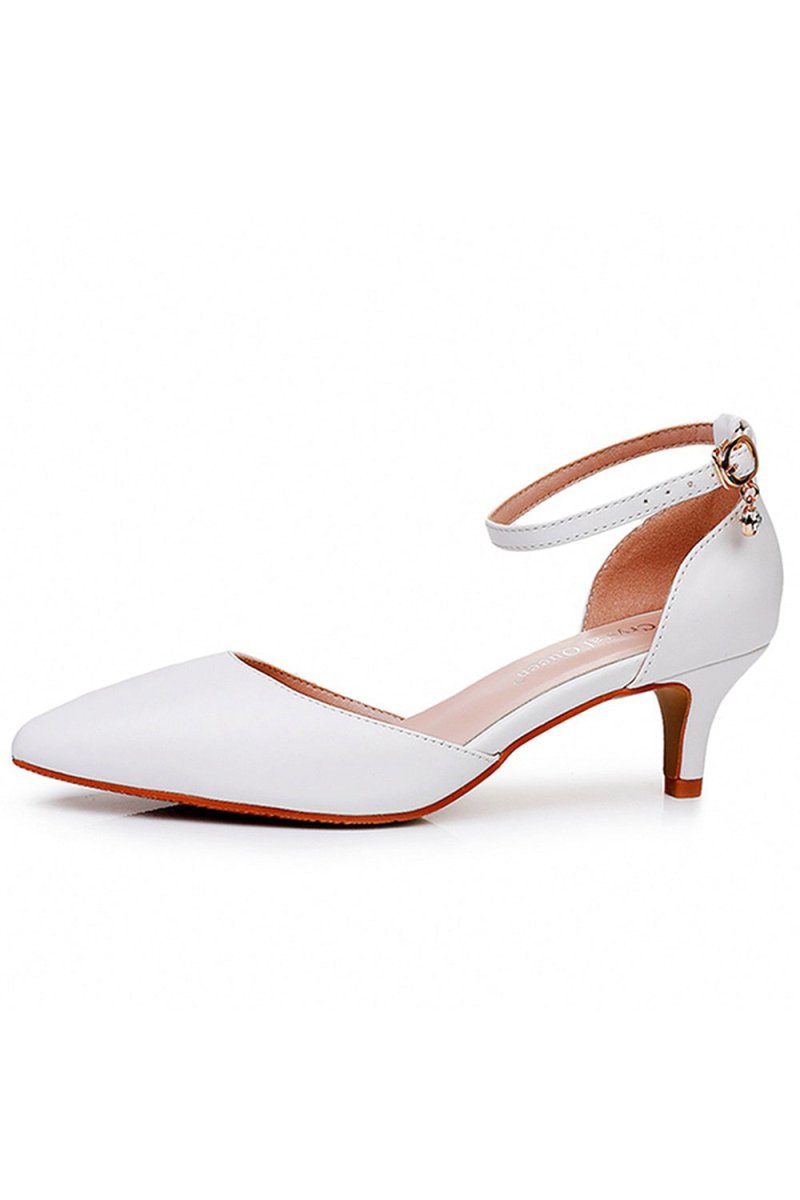Mid Heel Matte Pointed Toe PU Wedding Shoes - KissProm