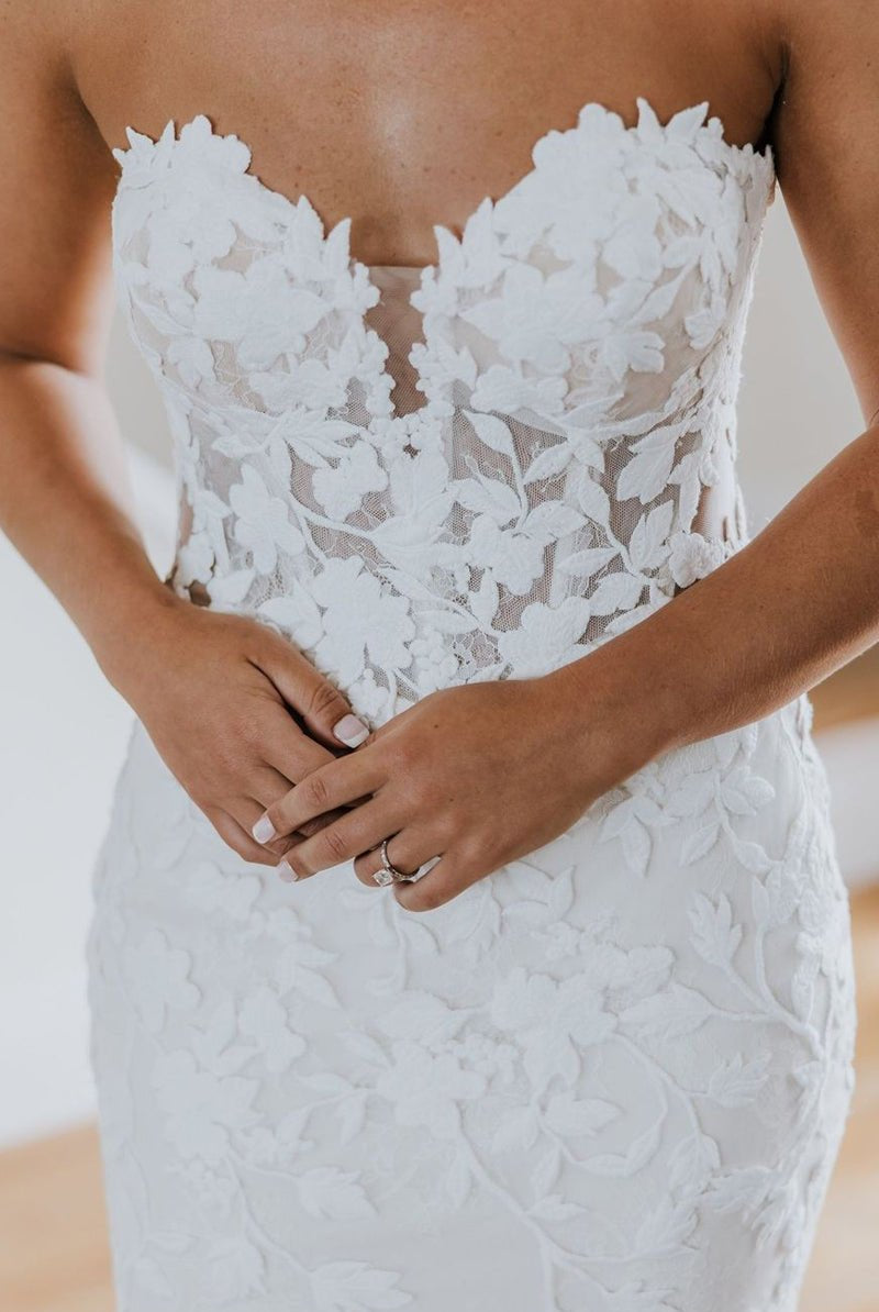 Mermaid Sweetheart Tulle Appliques Wedding Dresses with Sleeves