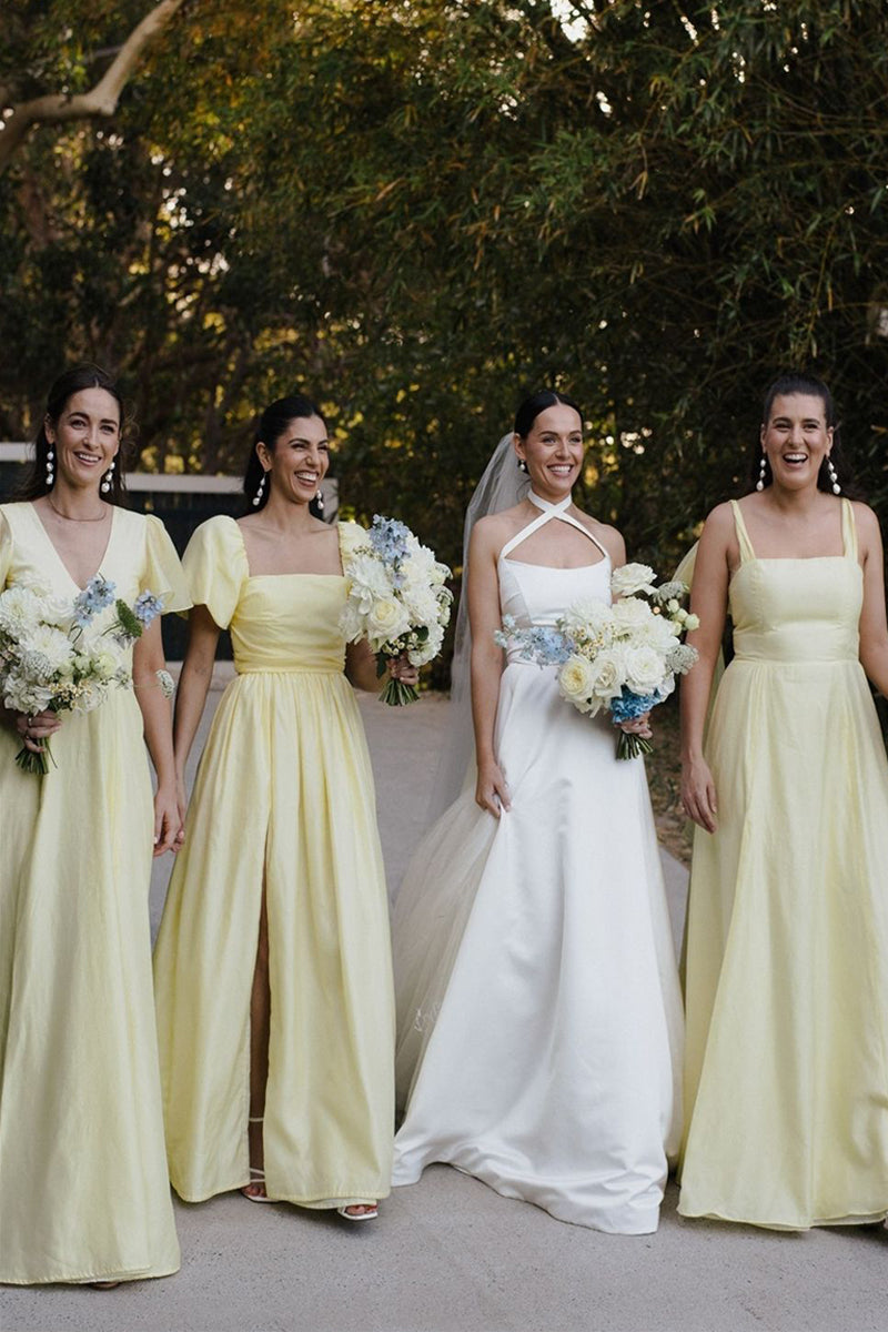 Chic A-Line Daffodi Long Bridesmaid Dresses