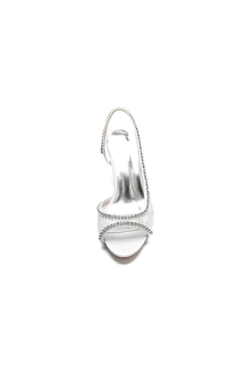 Elegant White Leather Sandals with Silver Chain Accent - KissProm