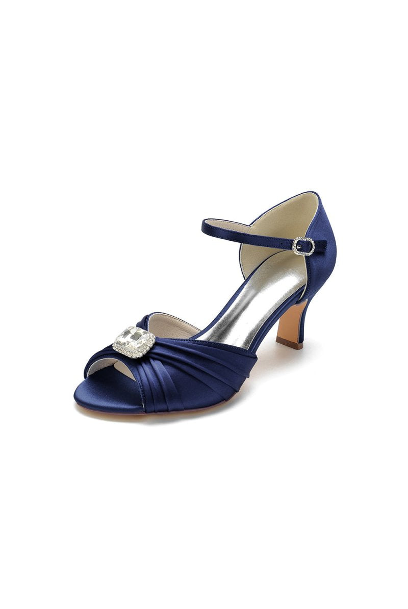 Elegant Blue Pump with Silver Buckle Accent - KissProm