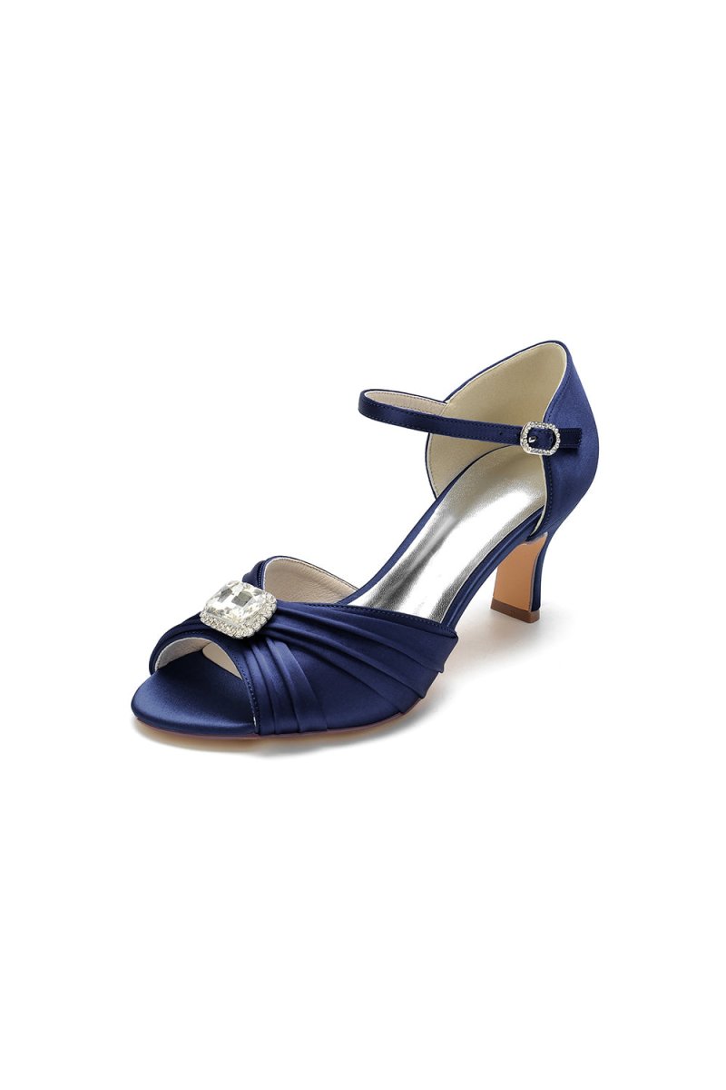 Elegant Blue Pump with Silver Buckle Accent - KissProm