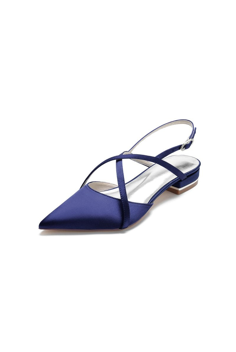 Simple Pointed Toe Ankle Straps Kitten Heels - KissProm