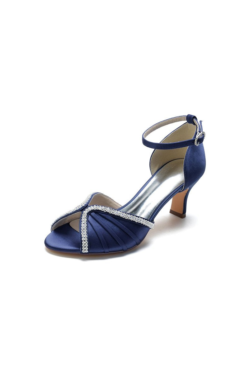 Elegant Rayel Blue Satin Pump with Rhinestone Accents - KissProm