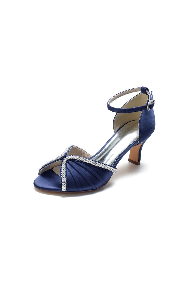 Elegant Rayel Blue Satin Pump with Rhinestone Accents - KissProm