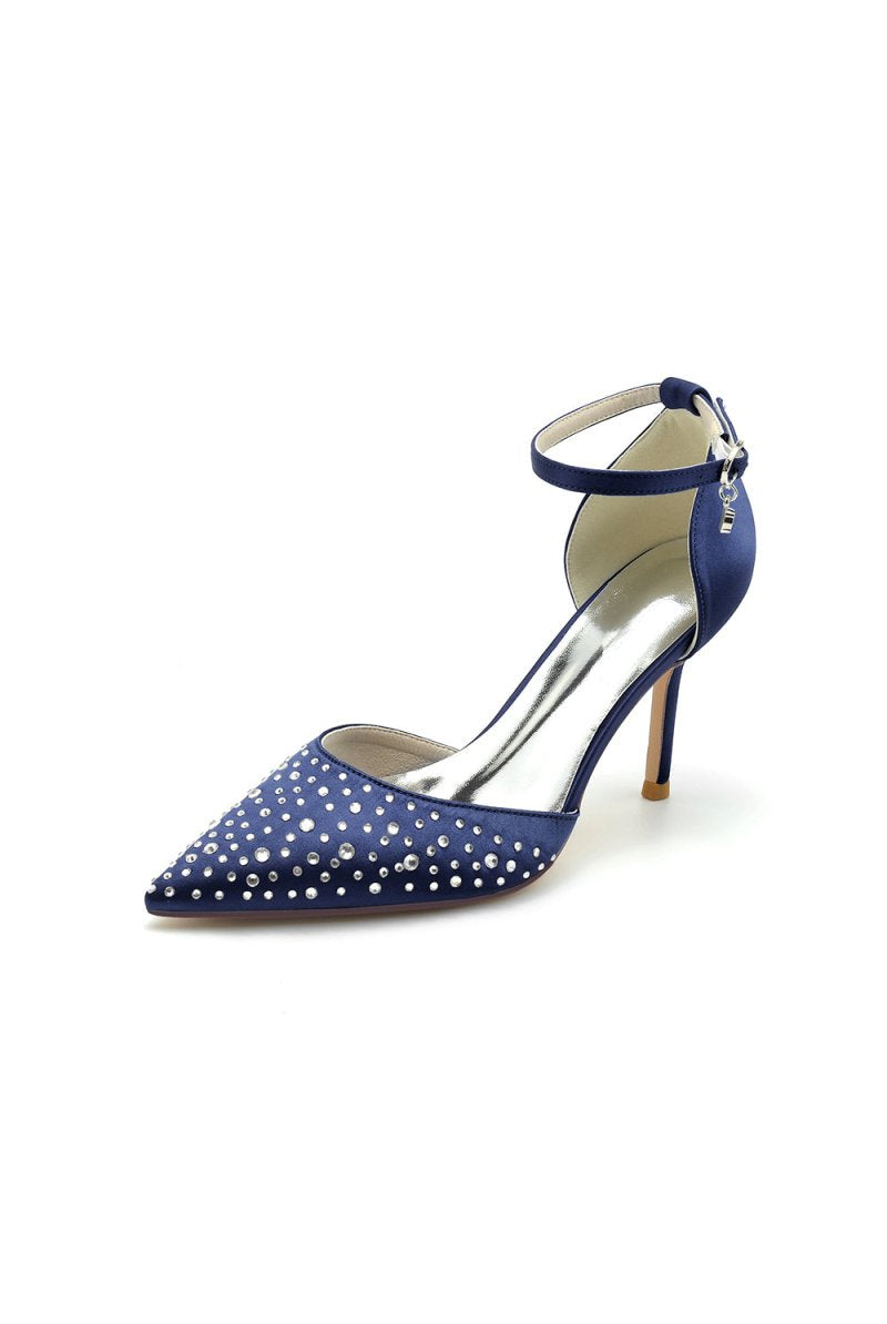 Pointed Toe High Heels with Ankle Strap - KissProm