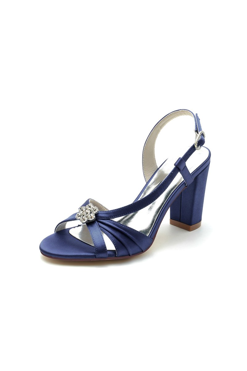 Slingback Strap Open Toe Block Heels - KissProm