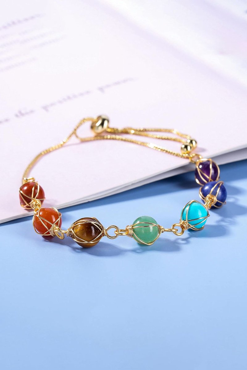 Gold 7 Chakra Gemstone Bracelets - KissProm