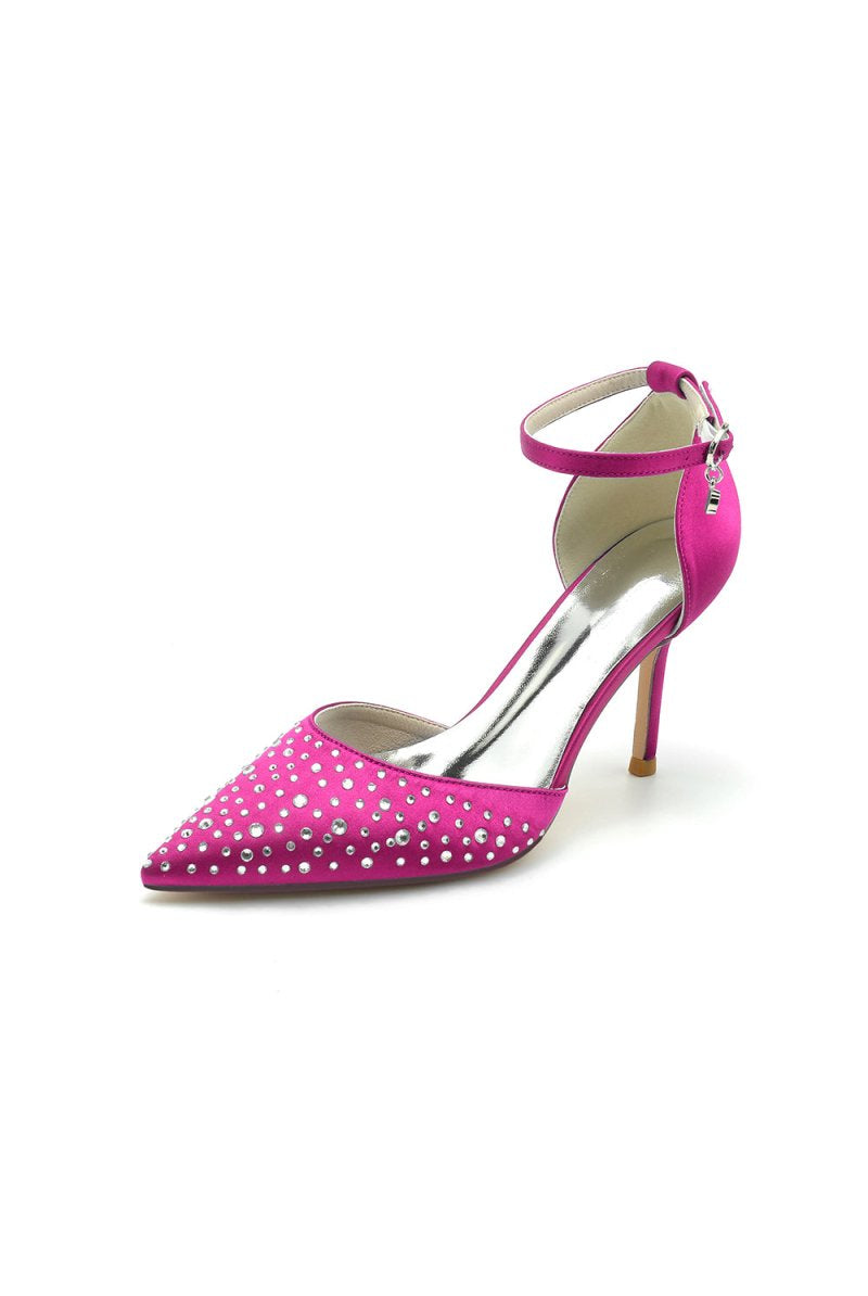 Pointed Toe High Heels with Ankle Strap - KissProm