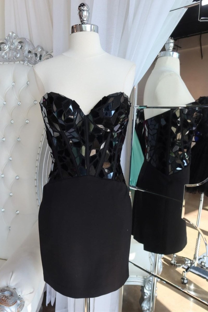 Pippa | Red Sweetheart Short Homecoming Dress with Cut Glass Mirrors