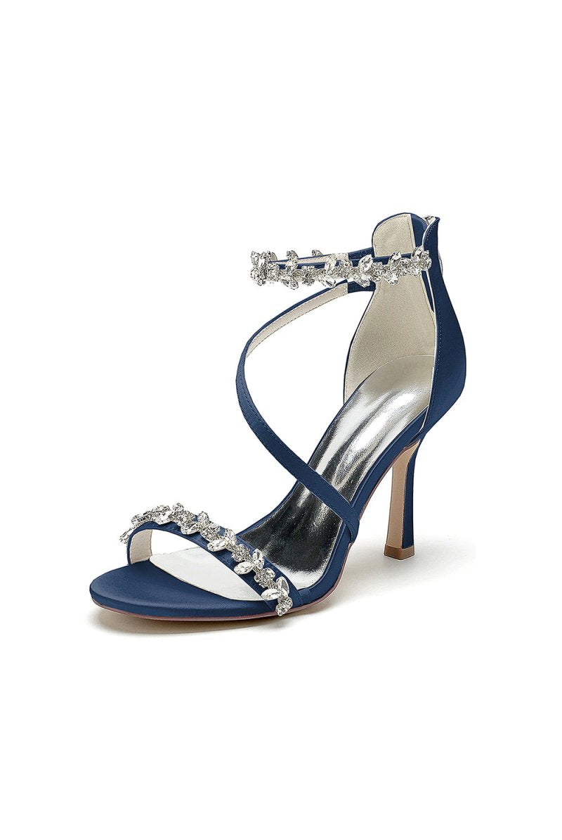 White Elegant High Heels with Crystal and Silver Accents