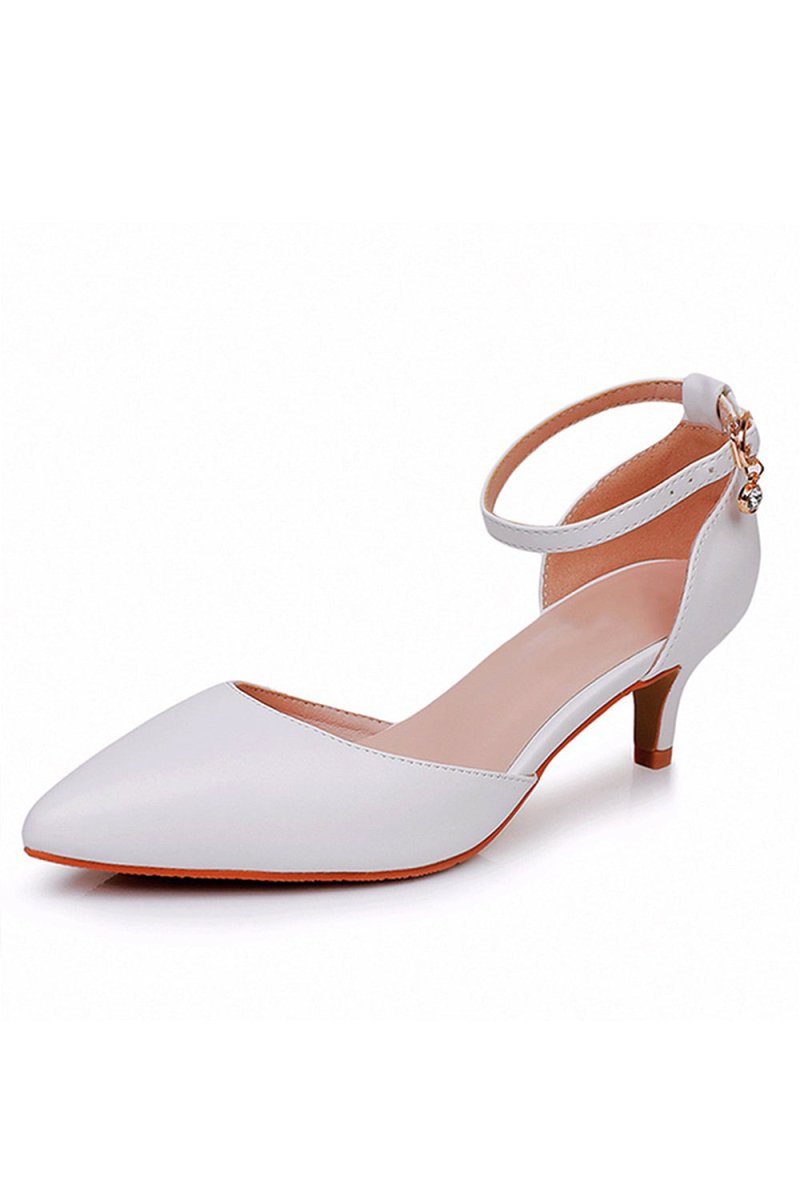 Mid Heel Matte Pointed Toe PU Wedding Shoes - KissProm