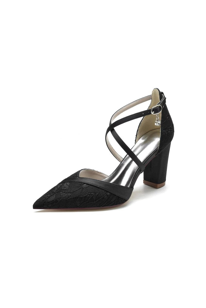 White Cross - Strap Pump with Metallic Accent - KissProm