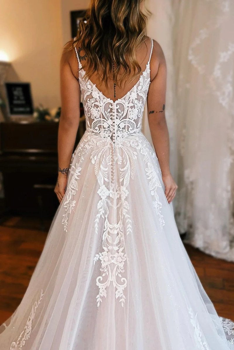 Kelly | A-Line Off The Shoulder Wedding Dress With Appliques And Slit