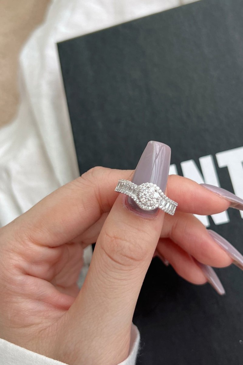 Sterling Silver Cubic Zirconia Radiant Sparkling Wedding Band Ring - KissProm