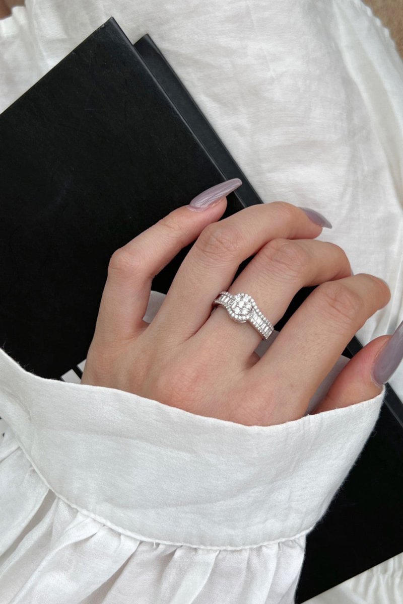 Sterling Silver Cubic Zirconia Radiant Sparkling Wedding Band Ring - KissProm