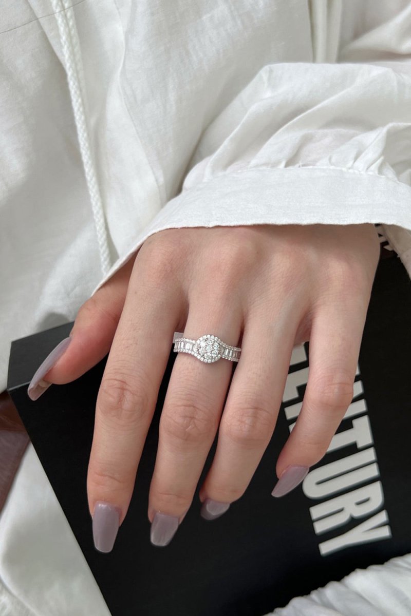 Sterling Silver Cubic Zirconia Radiant Sparkling Wedding Band Ring - KissProm