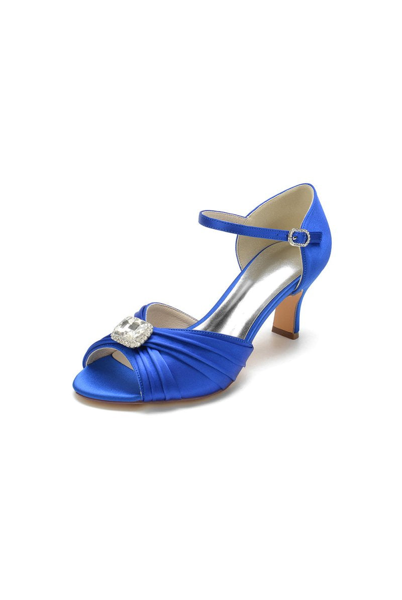 Elegant Blue Pump with Silver Buckle Accent - KissProm