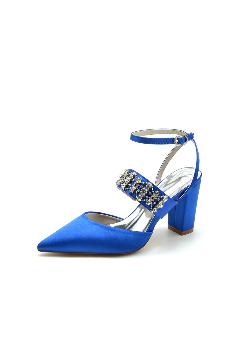 Black Satin Pump with Sparkling Silver Accent - KissProm