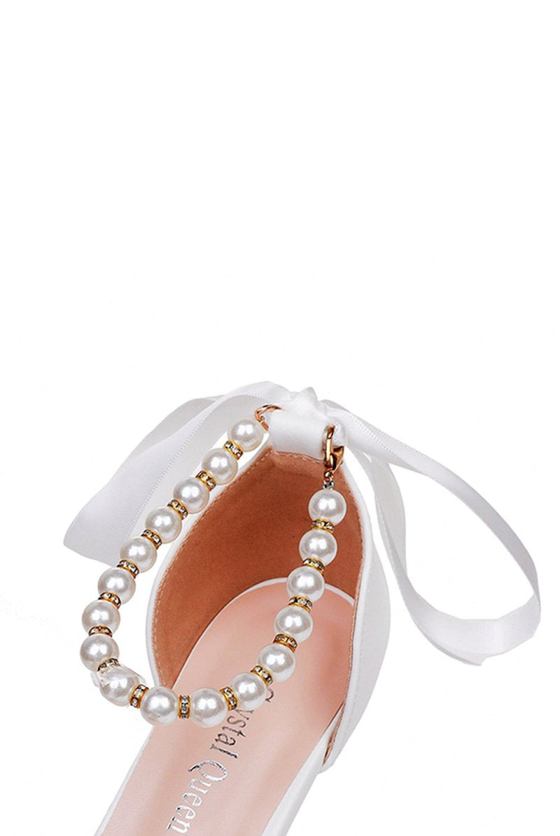 Pointed Toe Kitten Heels Ankle - Strap Wedding Shoes - KissProm