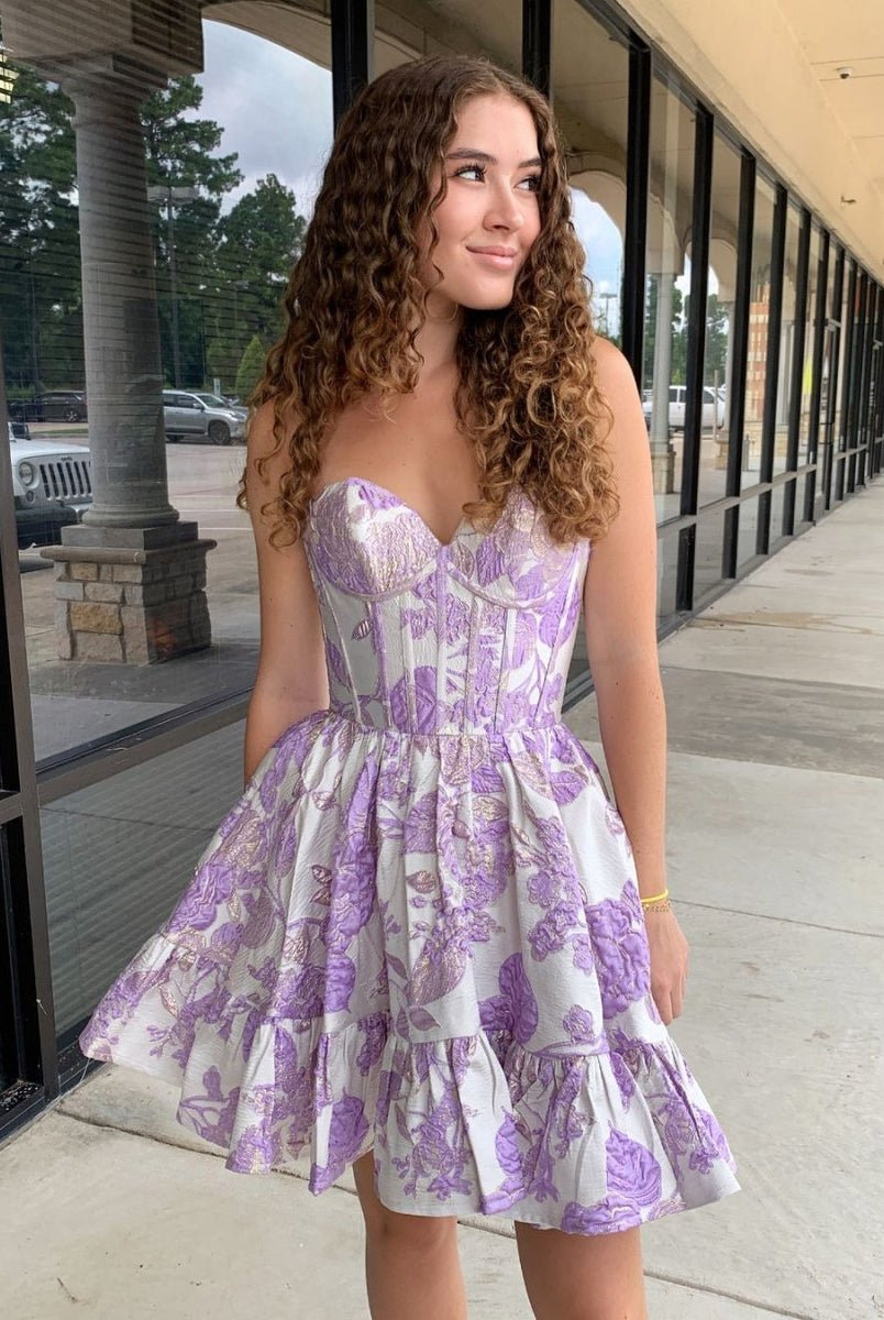 Thora | A-Line Strapless Blue Satin Short Homecoming Dresses